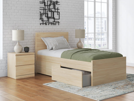 Cama Onita de plataforma con dos paneles y almacenamiento lateral