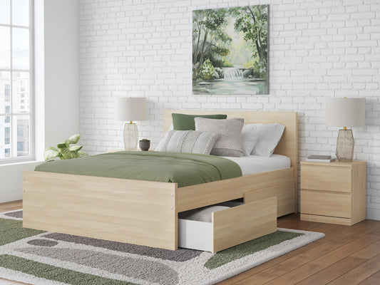 Cama de plataforma Onita de panel completo con 2 compartimentos laterales