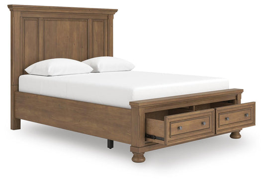 Cama con almacenamiento y panel tamaño queen Feddinger