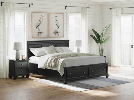 Cama con almacenamiento y panel tamaño California King Lanolee