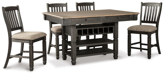 Mesa de comedor alta de Tyler Creek y 4 taburetes de bar
