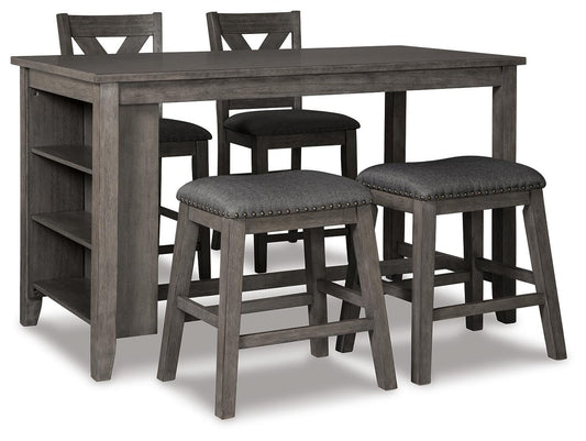 Mesa de comedor Caitbrook de altura de mostrador y 4 taburetes de bar