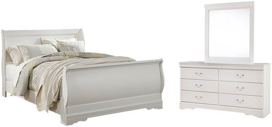 Cama Anarasia Queen Sleigh con tocador con espejo