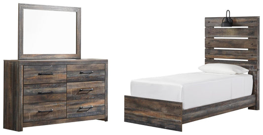 Cama individual Drystan con tocador con espejo