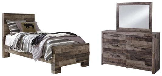 Cama doble Derekson con tocador con espejo