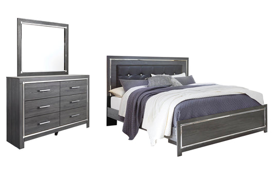 Cama Lodanna King con cabecero y tocador con espejo