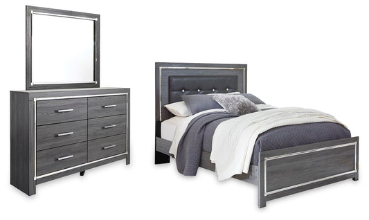 Cama Lodanna Queen con cabecero y tocador con espejo