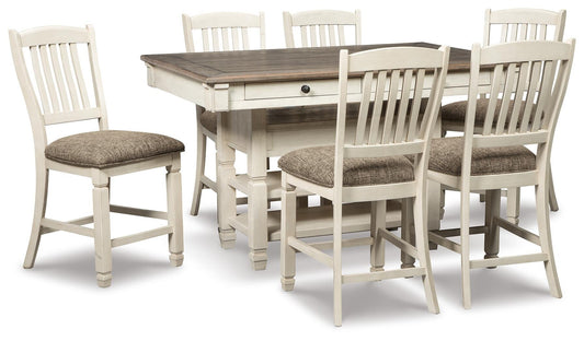 Mesa de comedor Bolanburg de altura de mostrador y 6 taburetes de bar