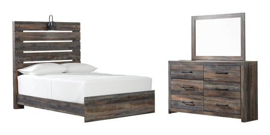 Cama Drystan de panel completo con tocador con espejo