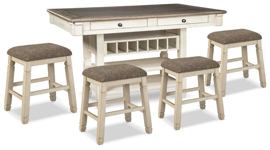 Mesa de comedor Bolanburg de altura de mostrador y 4 taburetes de bar