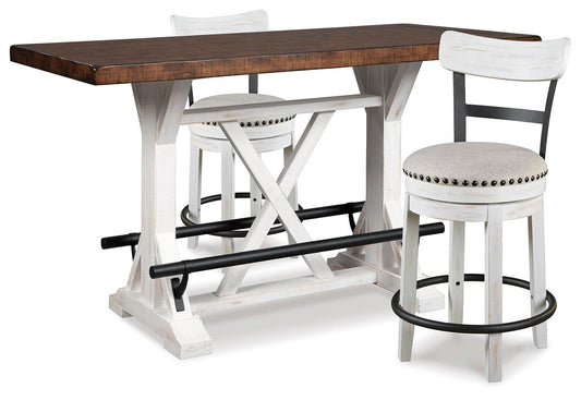Mesa de comedor Valebeck de altura de mostrador y 2 taburetes de bar