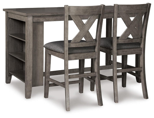 Mesa de comedor Caitbrook de altura de mostrador y 2 taburetes de bar