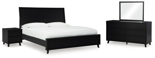Cama Danziar tamaño king con cabecero, tocador con espejo y mesita de noche