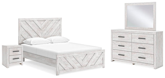 Cama Cayboni tamaño Queen con cabecero, tocador con espejo y mesita de noche