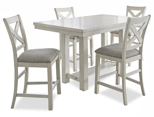 Mesa de comedor Robbinsdale de altura de mostrador y 4 taburetes de bar