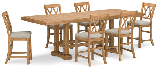 Mesa de comedor Havonplane de altura de mostrador y 6 taburetes de bar