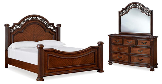 Cama con dosel Lavinton tamaño queen con tocador con espejo