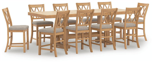 Mesa de comedor Havonplane de altura de mostrador y 10 taburetes de bar