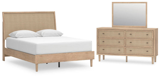Cama Cielden Queen con cabecero y tocador con espejo