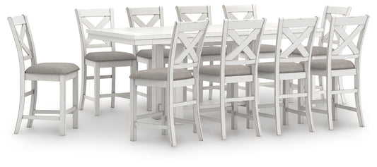 Mesa de comedor Robbinsdale de altura de mostrador y 10 taburetes de bar