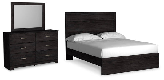 Cama Belachime Queen con cabecero y tocador con espejo