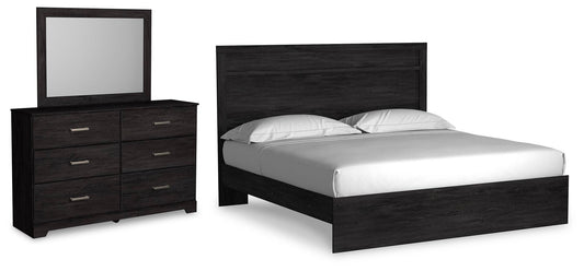 Cama Belachime King con cabecero y tocador con espejo