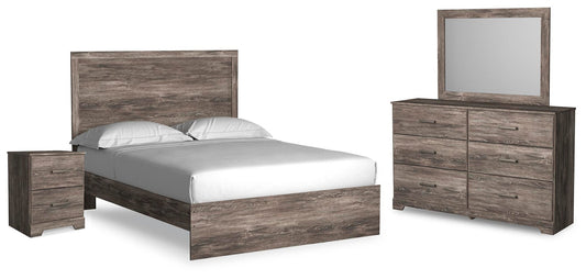 Cama Ralinksi Queen con cabecero, tocador con espejo y mesita de noche