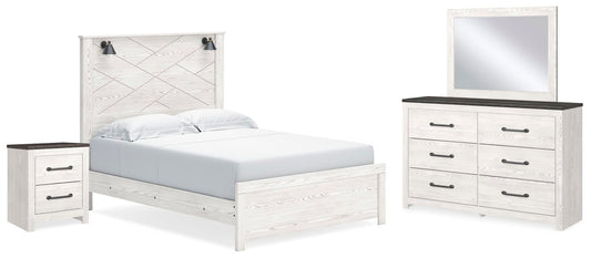 Cama Gerridan tamaño Queen con cabecero, tocador con espejo y mesita de noche