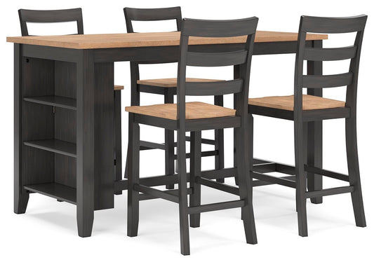 Mesa de comedor Gesthaven de altura de mostrador y 4 taburetes de bar