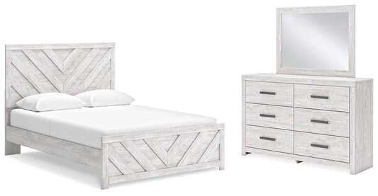 Cama Cayboni King con cabecero y tocador con espejo