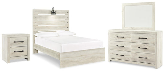 Cama Cambeck de dos camas con cabecero, tocador con espejo y mesita de noche