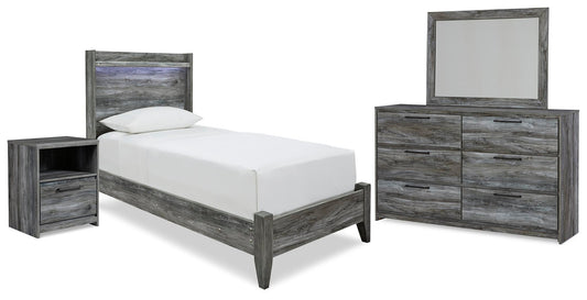 Cama individual Baystorm con tocador con espejo y mesita de noche