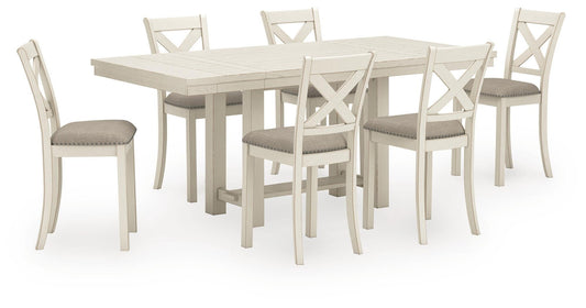 Mesa de comedor Robbinsdale de altura de mostrador y 6 taburetes de bar