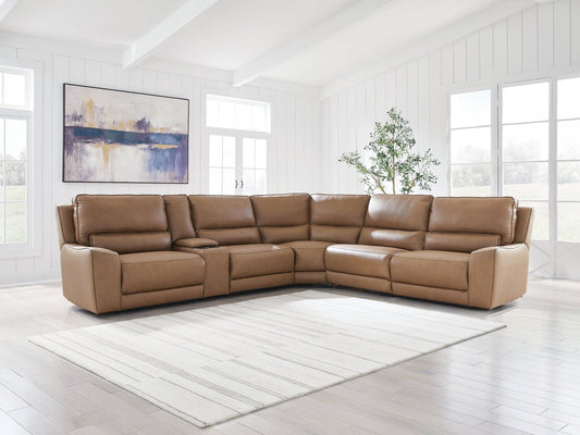 Sofá seccional reclinable de 6 piezas DeepWakes con consola de almacenamiento