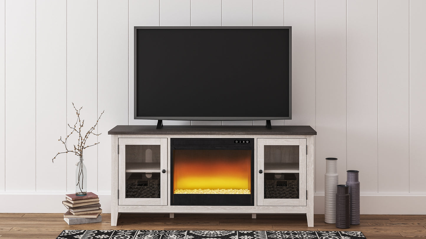 Soporte de TV Dorrinson de 60" con chimenea eléctrica
