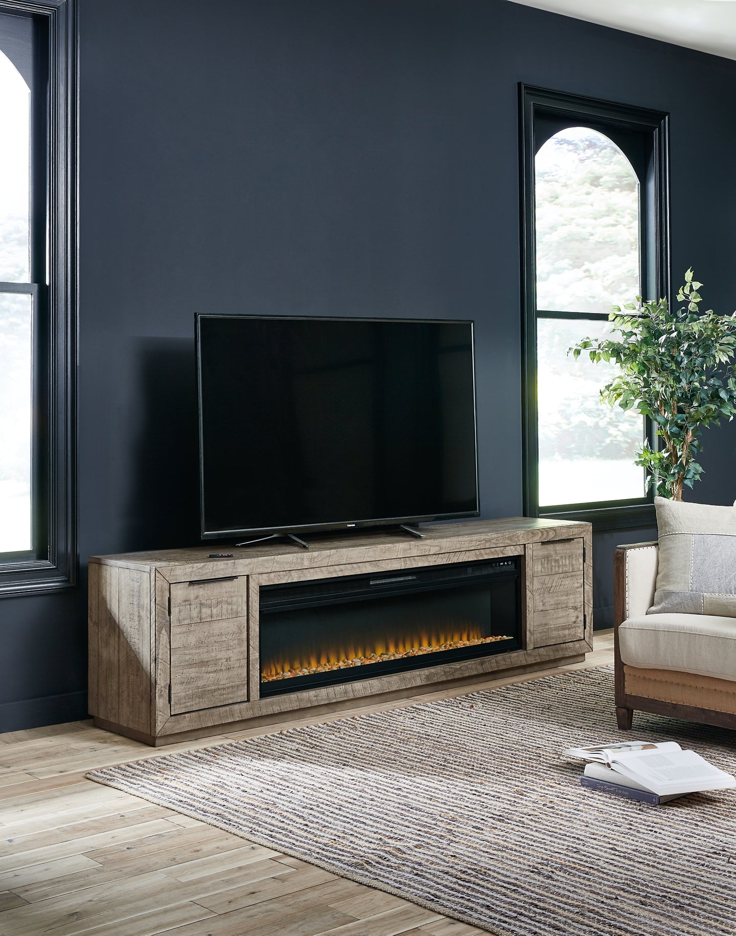 Soporte de TV Krystanza con chimenea eléctrica