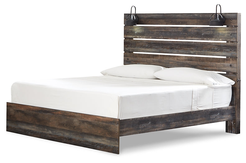 Cama Drystan King con cabecero y tocador con espejo