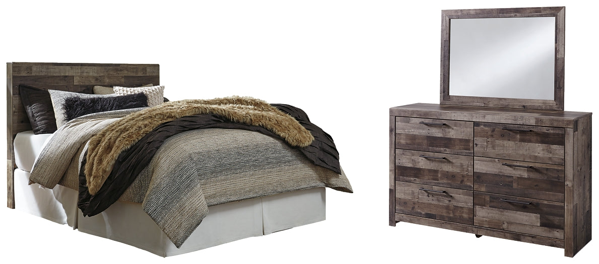 Cabecero Derekson Queen/Full Panel con tocador con espejo