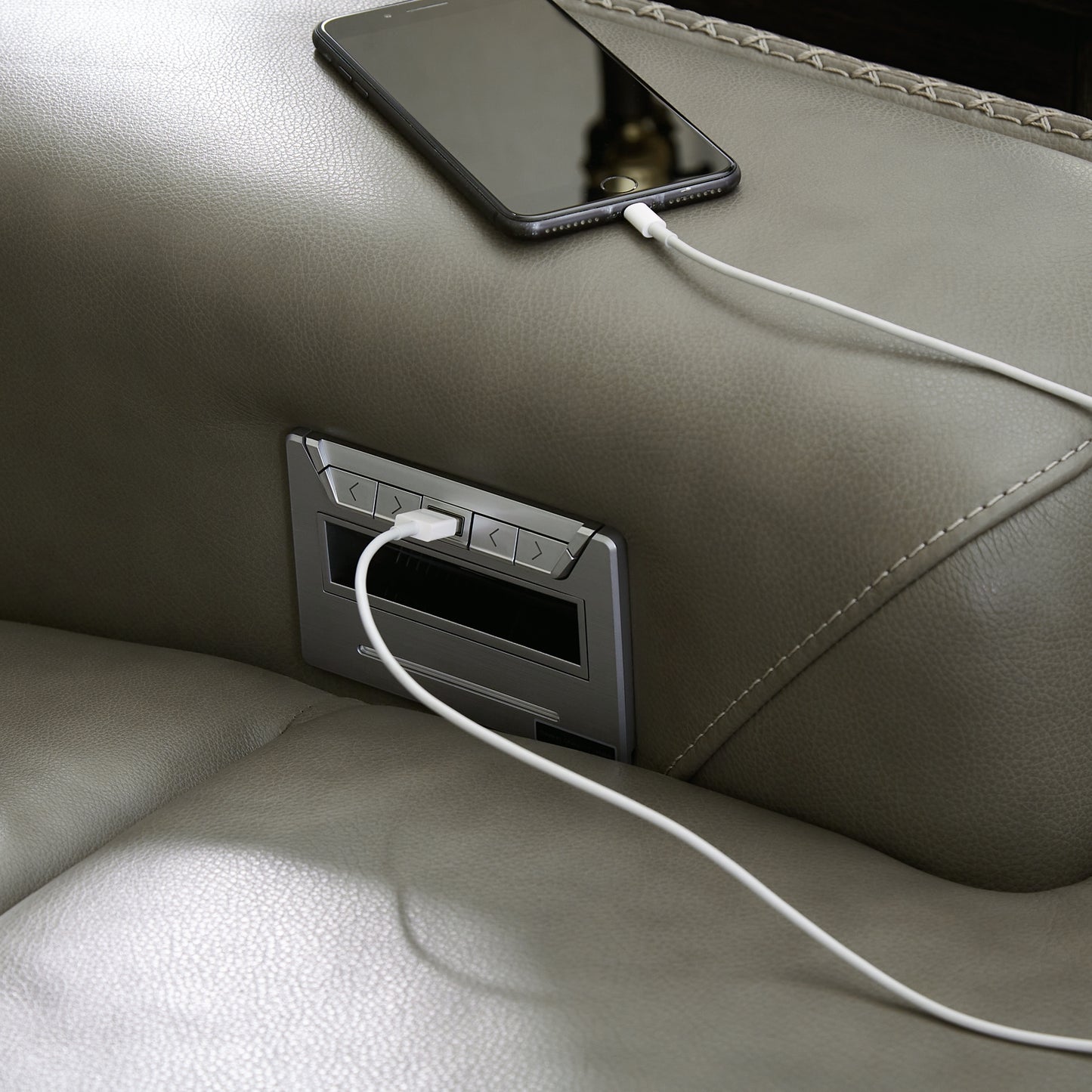 Sofá seccional reclinable eléctrico de 3 piezas Correze con chaise longue