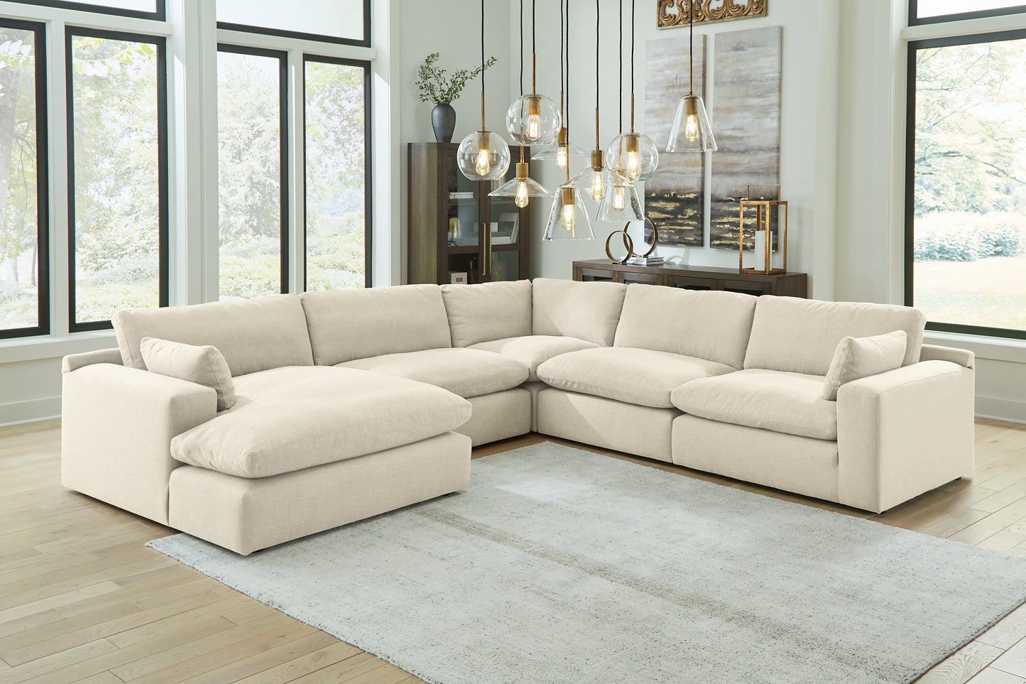 Sofá seccional Elyza de 5 piezas con chaise longue
