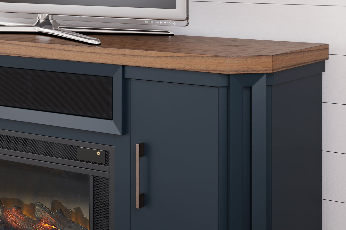 Soporte de TV Landocken de 83" con chimenea eléctrica