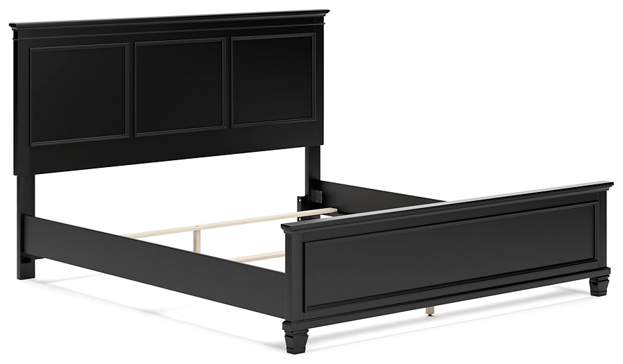 Lanolee California King Panel Bed with Mirrored Dresser