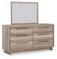 Hasbrick Queen Panel Bed with Mirrored Dresser and 2 Nightstands