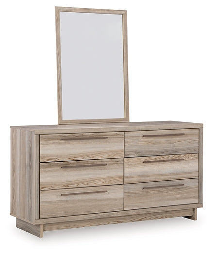 Hasbrick Queen Panel Bed with Mirrored Dresser and 2 Nightstands