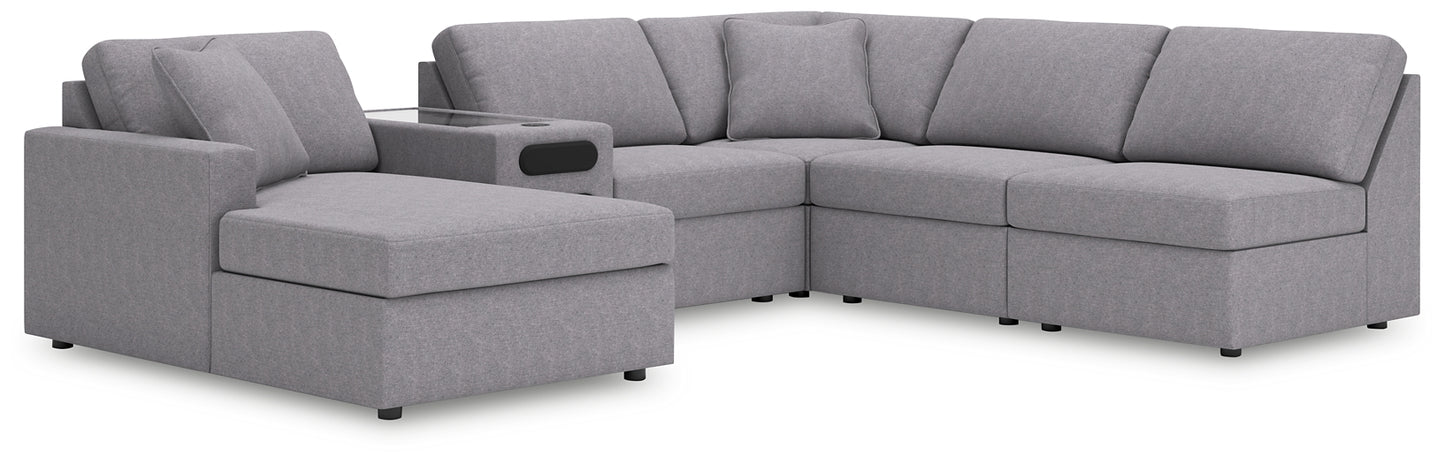 Sofá seccional Modmax de 6 piezas con chaise longue y consola de audio