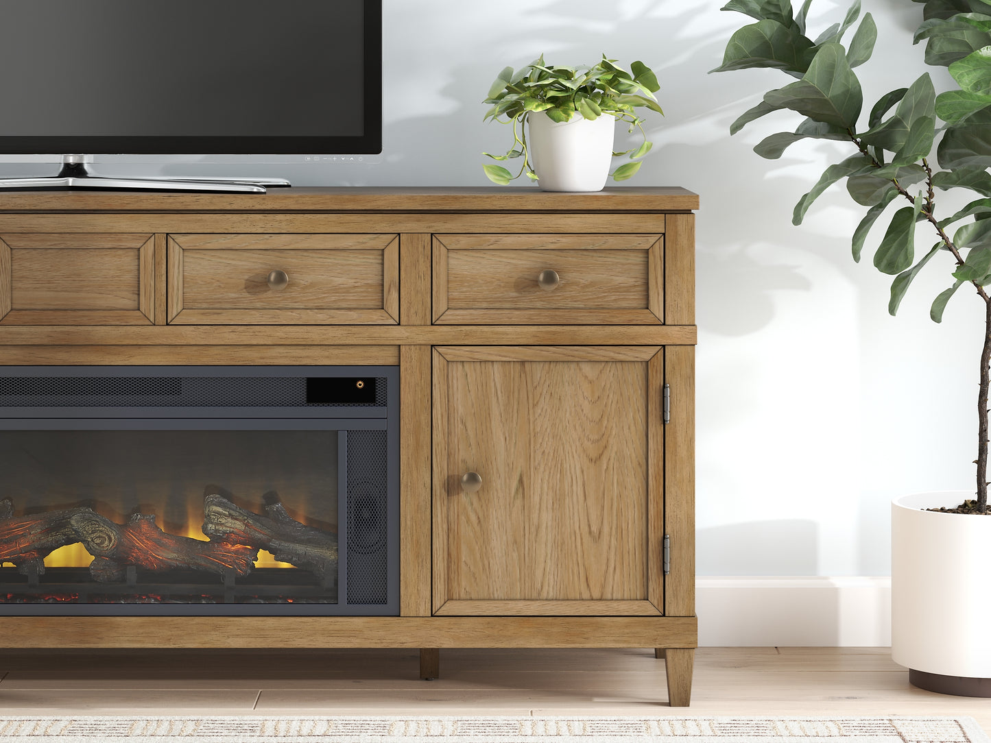Soporte de TV Sharlance de 81" con chimenea eléctrica