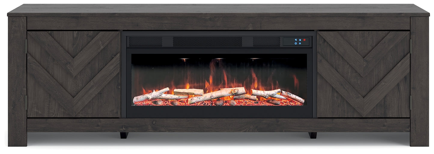 Soporte de TV Cayboni de 71" con chimenea eléctrica