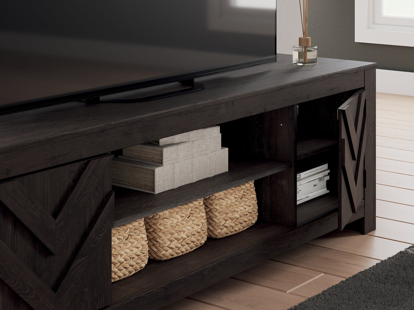 Soporte de TV Cayboni LG con opción de chimenea