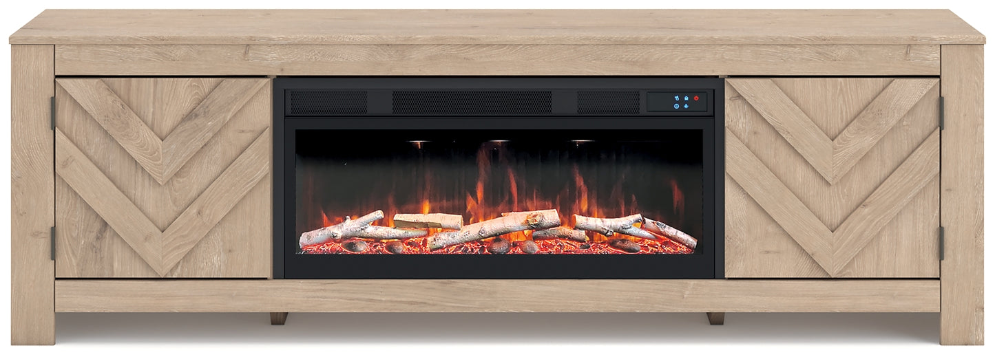 Soporte de TV Cayboni de 71" con chimenea eléctrica