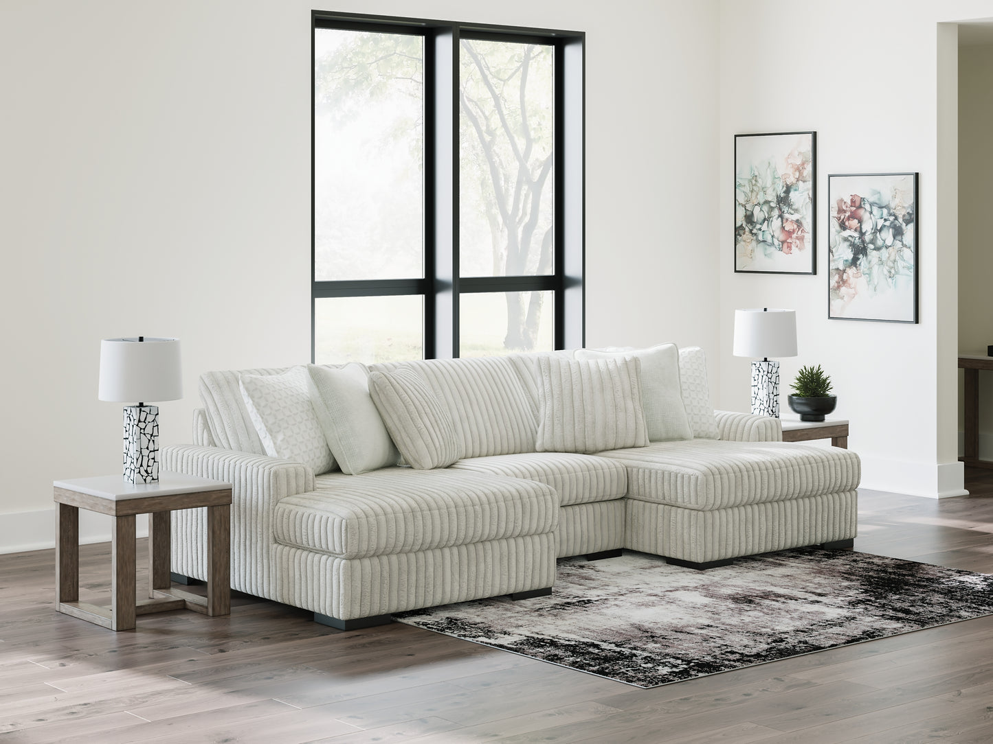 Magnífico sofá seccional de 3 piezas con chaise longue doble